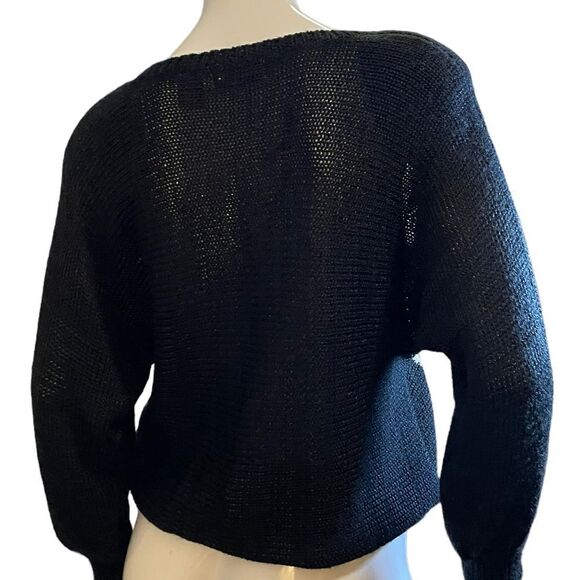 Vintage Ginenne 80s Abstract Angora Sweater Medium Black White - Picture 7 of 11